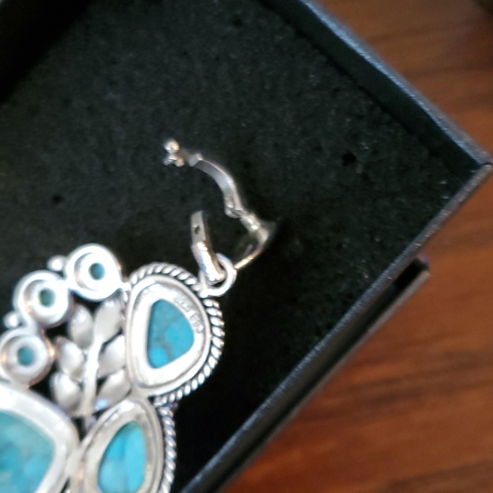 STERLING SILVER TURQUOISE LARGE PENDANT - Picture 5 of 8